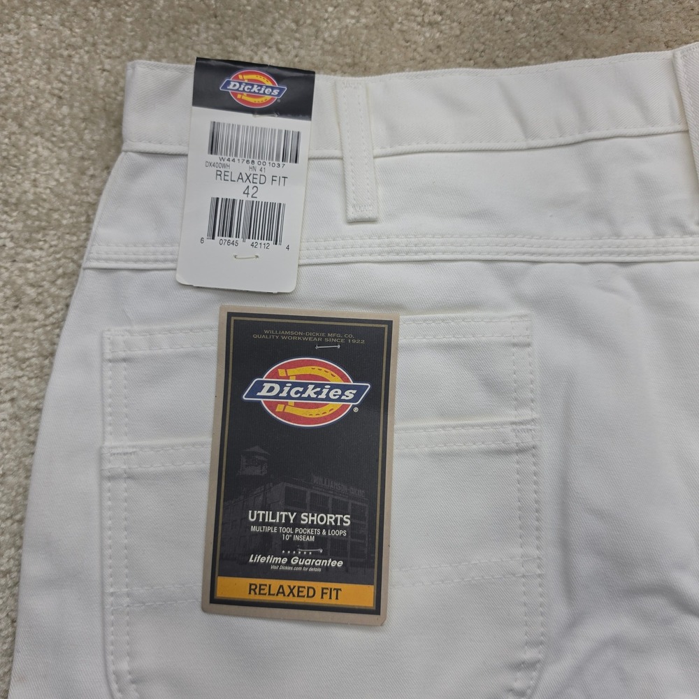 Dickies Mens42 White Relaxed Fit Utility Painter Shorts Sherwin Williams DX400WH
